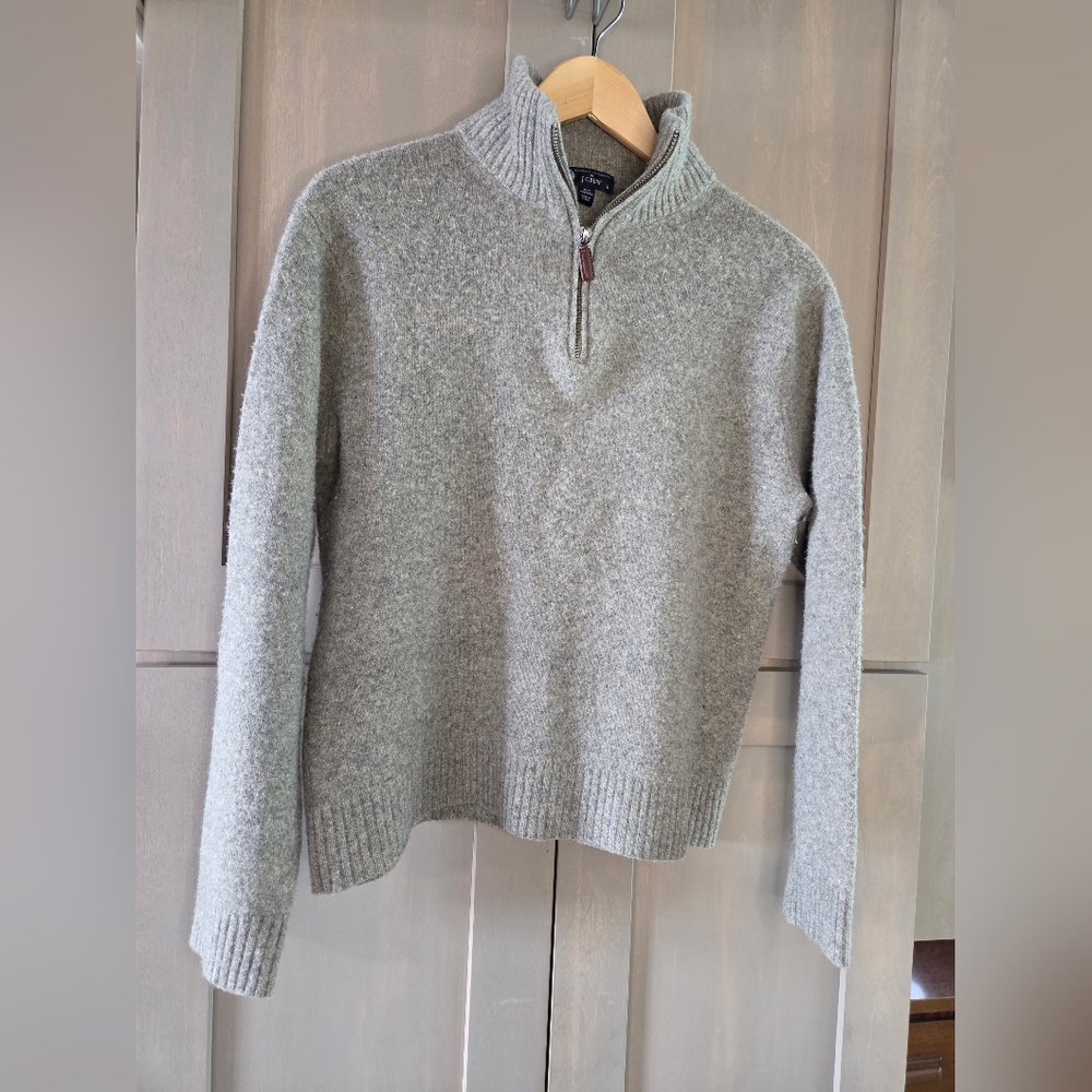 J. Crew Green/Gray Men's 100% Lambswool Sweater